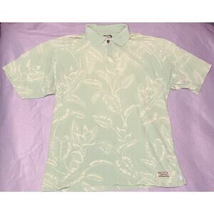 Tommy Bahama Vtg Floral ~ Men's An Original Leaf Design Hawaiian Polo Shirt L